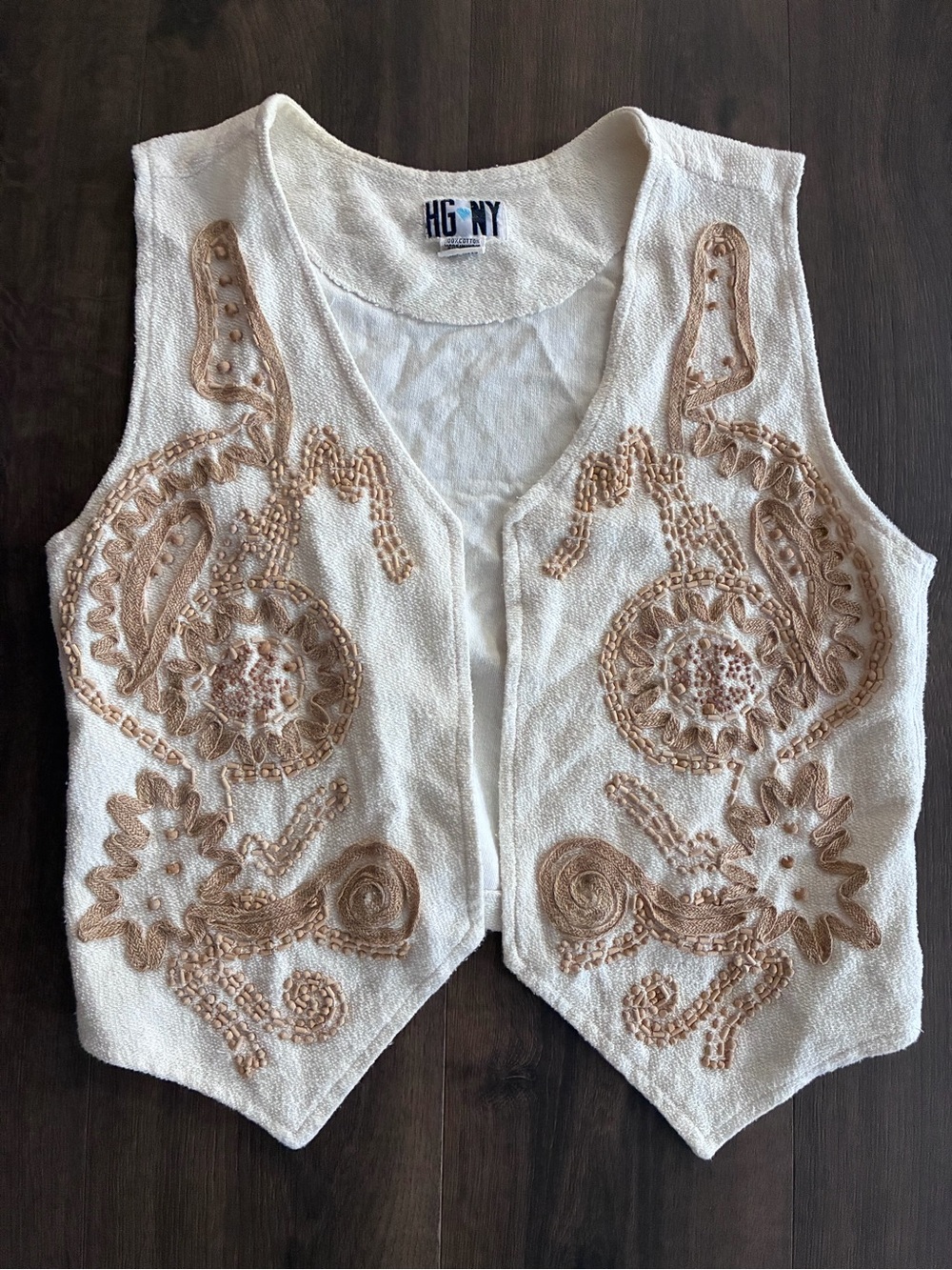 100% cotton vintage beaded vest